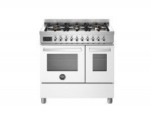 Bertazzoni Professional-serien. 90 cm gasspis med 6-brännare, elektrisk dubbelugn. Vit. (PRO96L2EBIT) - 5 års garanti