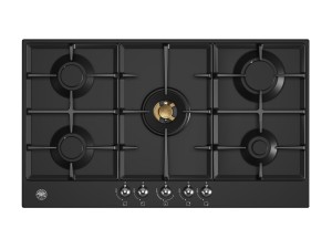 Bertazzoni Heritage-serien. 90 cm gashäll med central dubbelwok (Matt svart) (P905CHERNE) - 5 års garanti