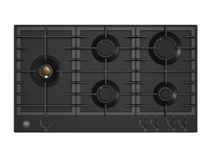 Bertazzoni Modern-serien. 90 cm gashäll med dubbelwok på sidan. 5 zoner. (Matt svart) (P905LMODNE) - 5 års garanti