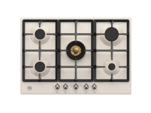 Bertazzoni Heritage-serien. Gashäll 75 cm bred, 5 mässingsbrännare, gjutjärnsgaller, termosäkring samt ergonomiska vred i krom (P755CHERAX) - 5 års garanti