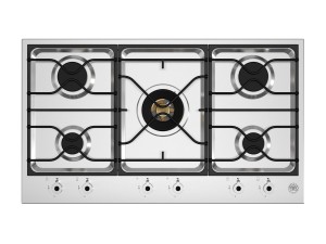Bertazzoni Professional-serien. 90 cm gashäll. 3-segment. 5-brännare. Rostfri. Förinställd: Stadsgas. (PM36500X) Fri hemleverans. - 5 års garanti