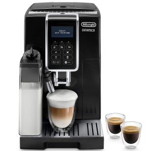 Delonghi Helautomatisk espressomaskin Dinamica. Intergrerad kvarn. Automatisk mjölkskum. 15 recept. Svart. (ECAM350.55.B) - Fri frakt. omgående leverans