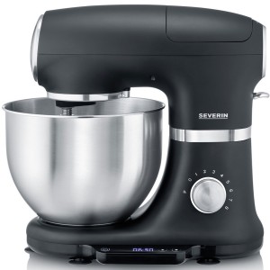Severin Köksassistent. 5,5L. 1000W. Inbyggd våg. Inkl degkrok + 2 vispar. Matt svart. (KM3898) - Fri frakt, omgående leverans