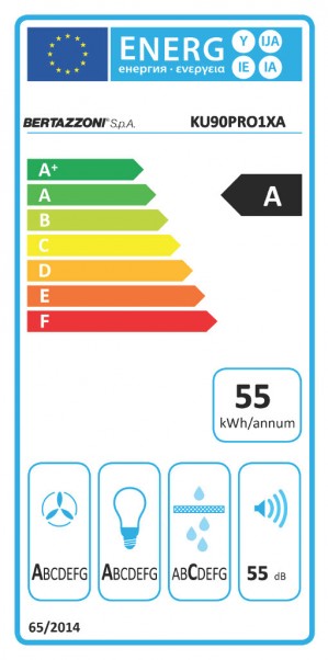 Energidekal Bertazzoni Professional-serien. 100 cm, underbygg fläkt, rostfri, 1 motor, effekt 800 m3/h (KU100PRO1XA) - 5 års garanti