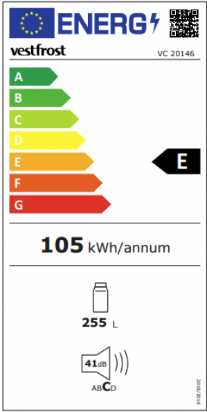 Energidekal Vestfrost Fristående kylskåp - Vit - 145,5cm. 4 års garanti VC 20146 (26526)