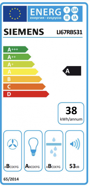 Energidekal Siemens iQ300, Utdragbar köksfläkt, 60 cm, Silvermetallic (LI67RB531) - 2 års garanti