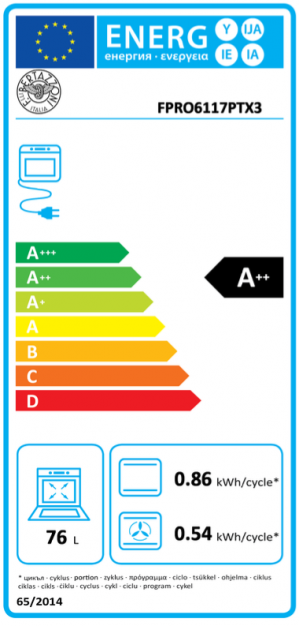 Energidekal Bertazzoni Professional-serien. 60 cm. Inbyggnadsugn. Pyrolys. TFT-display. Rostfri. (FPRO6117PTX3) - 5 års garanti