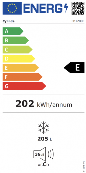 Energidekal Cylinda Frysbox. 205L. Temperaturreglererare. 1 låda. (FB1200E - 1004253) Fri hemleverans. - 2 års garanti